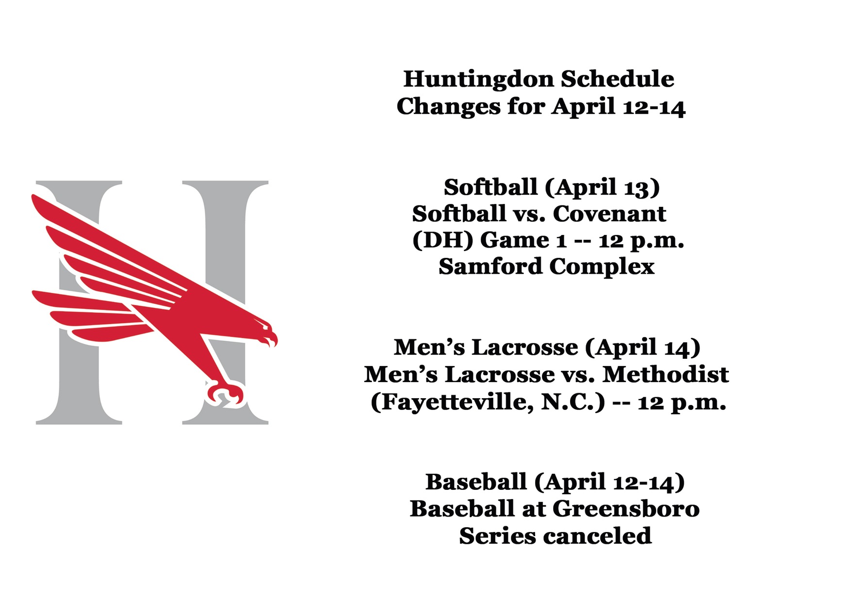 Weather forces changes for softball, baseball and men’s lacrosse