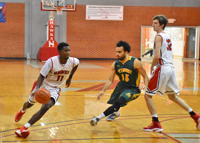 Senior Andre Ashley scored 18 points in Sunday's 94-76 loss to N.C. Wesleyan. (Photo by Wesley Lyle)