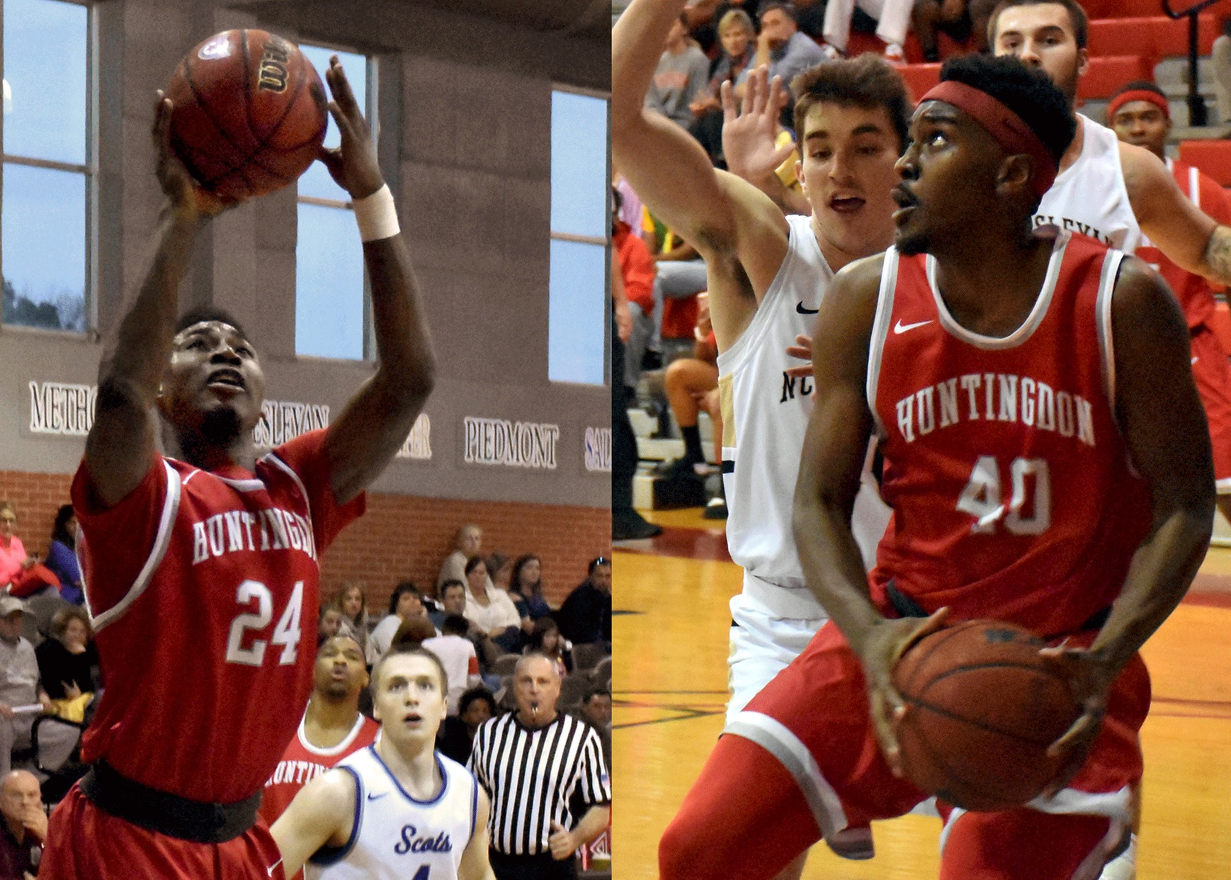 Kyante Pines (#24) scored 21 points, including the game-winning 3-pointer in overtime, and Brandon McLean (#40) matched his career-high with 23 points to lead the Hawks past USA South West Division leader Maryville on Saturday.