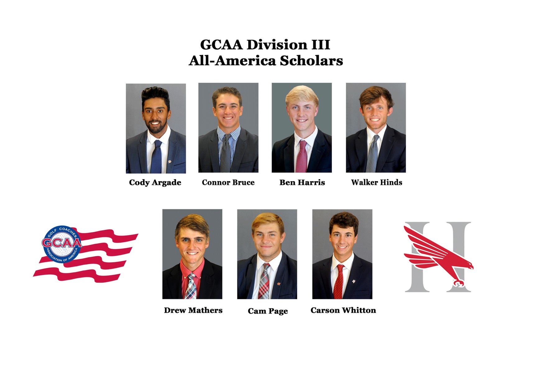 Seven Hawks named All-America Scholars by GCAA