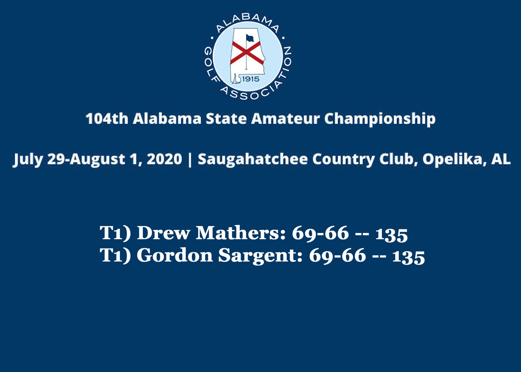 Mathers tied for 1st after first two rounds of Alabama State Amateur