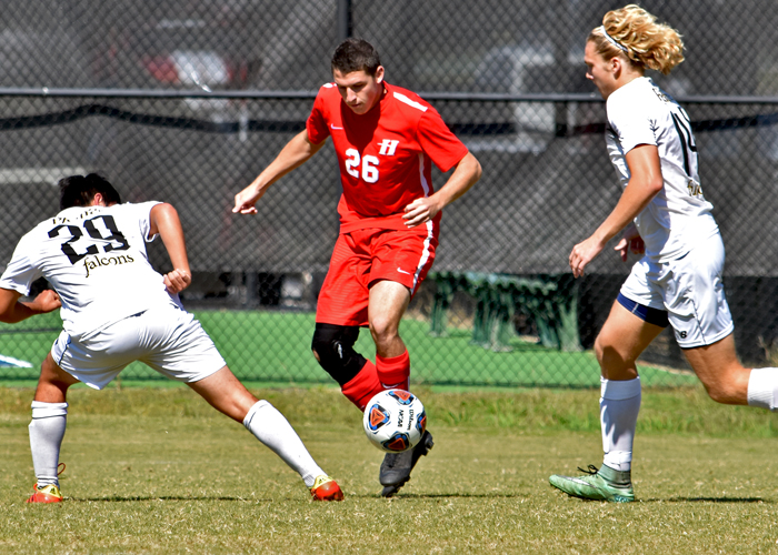 Hunter Hall scored a goal to help force overtime in a 2-1 loss at Averett on Sunday.