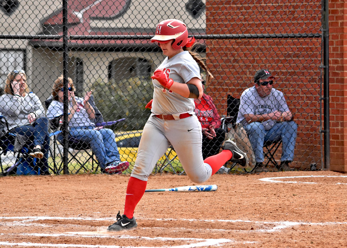 Amber Wade scored the winning run in Game 2 of Sunday's doubleheader with Greensboro College. Wade was 2-for-3 with an RBI and a run in Game 2. (Photo by Wesley Lyle)