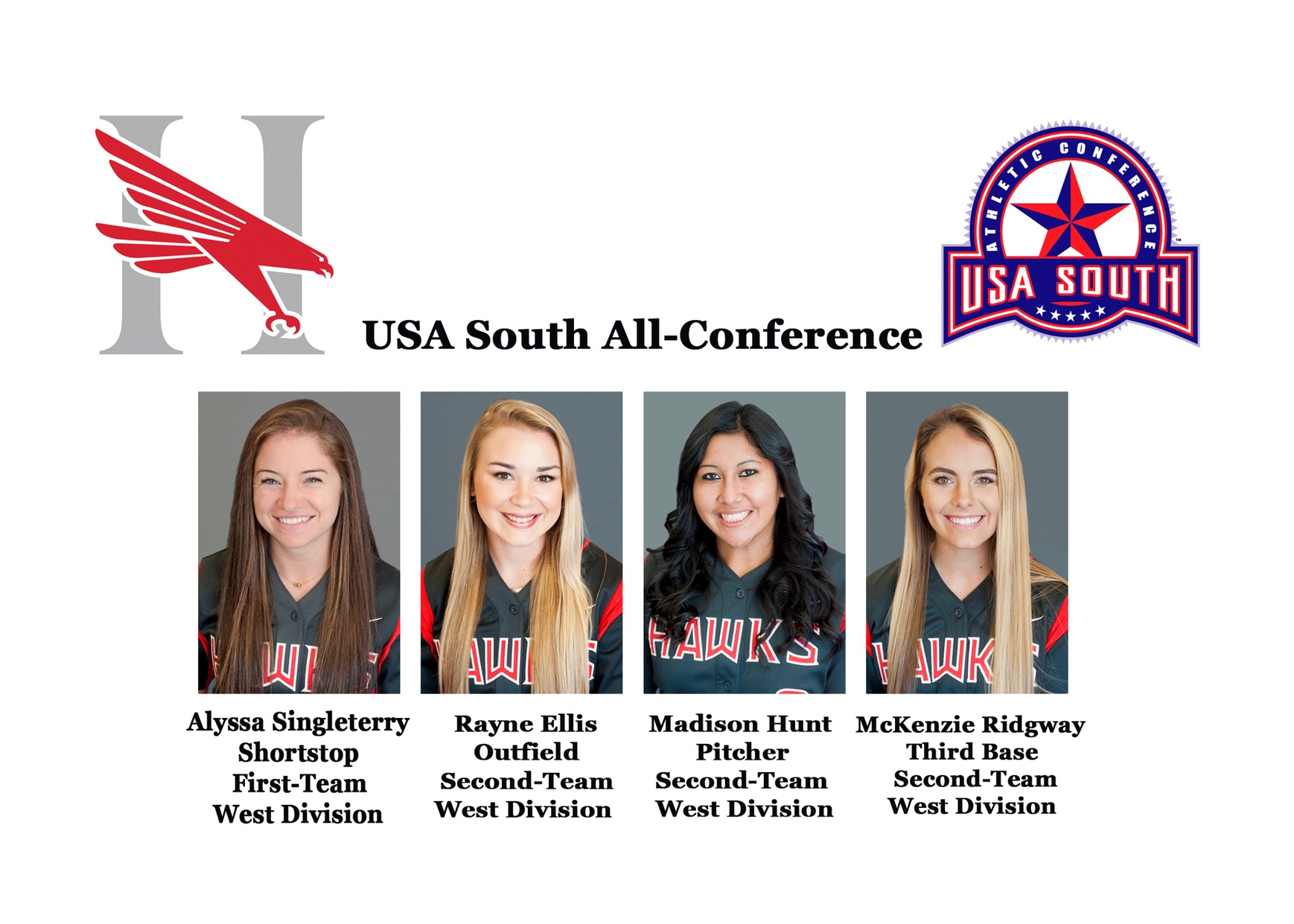Four Hawks earn West Division honors from USA South