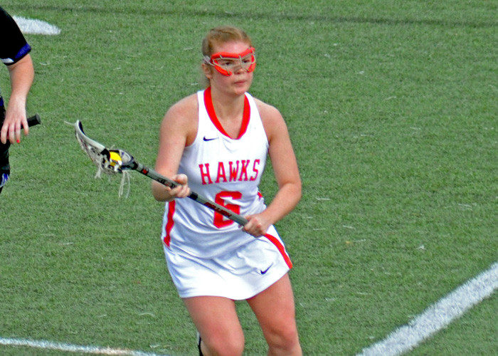 Jen Price scored four goals and had seven ground balls and four draw controls in Friday's 11-8 loss to Point University. (Photo by Wesley Lyle)