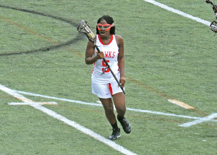 Candace Williams scored two goals, caused three turnovers and picked up two ground balls in Sunday's loss to Meredith. (Photo by Wesley Lyle)