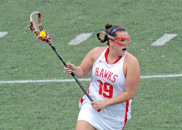 Shannen O'Leary had two goals, an assist, eight draw controls and three ground balls in Saturday's 19-18 loss to Ferrum. (Photo by Wesley Lyle)