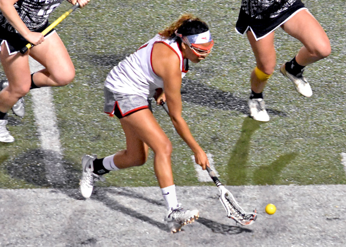 Jade Paul scored three goals in Sunday's 16-3 loss to Pfeiffer. (Photo by Wesley Lyle)