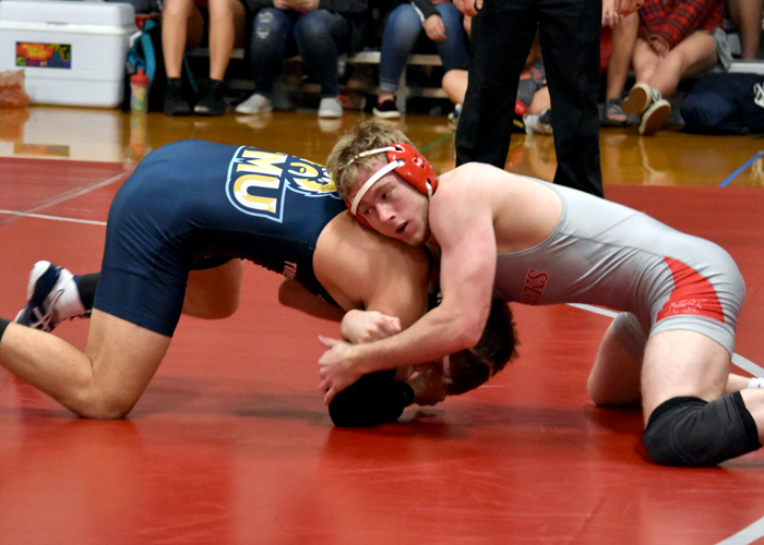 Wyatt Miller placed second in the 165-pound weight class on Saturday in the Southeast Wrestling Conference Tournament. (Photo by Wesley Lyle)