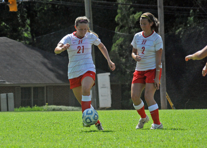 Samantha Ingram (#21) had a goal and an assist in the Lady Hawks' 5-2 win over Mary Baldwin College on Sunday.