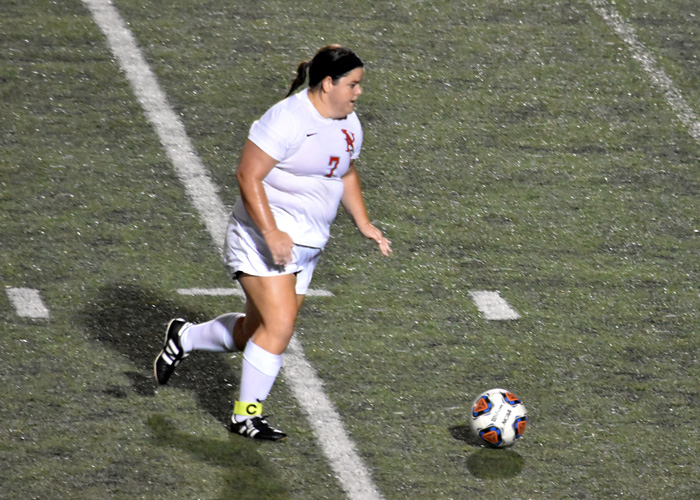 Madi Critcher took two shots on goal for Huntingdon in Sunday's loss to Wesleyan College.