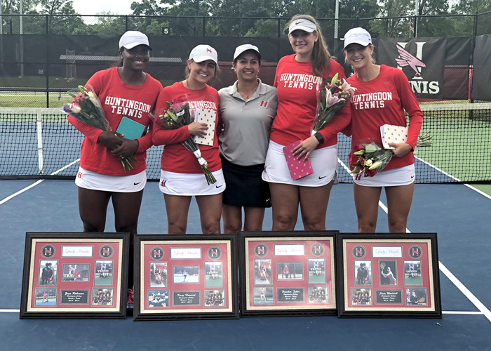 The Huntingdon women's tennis team recognized its seniors during Senior Day on Saturday. (Photo by Vic Jerald)
