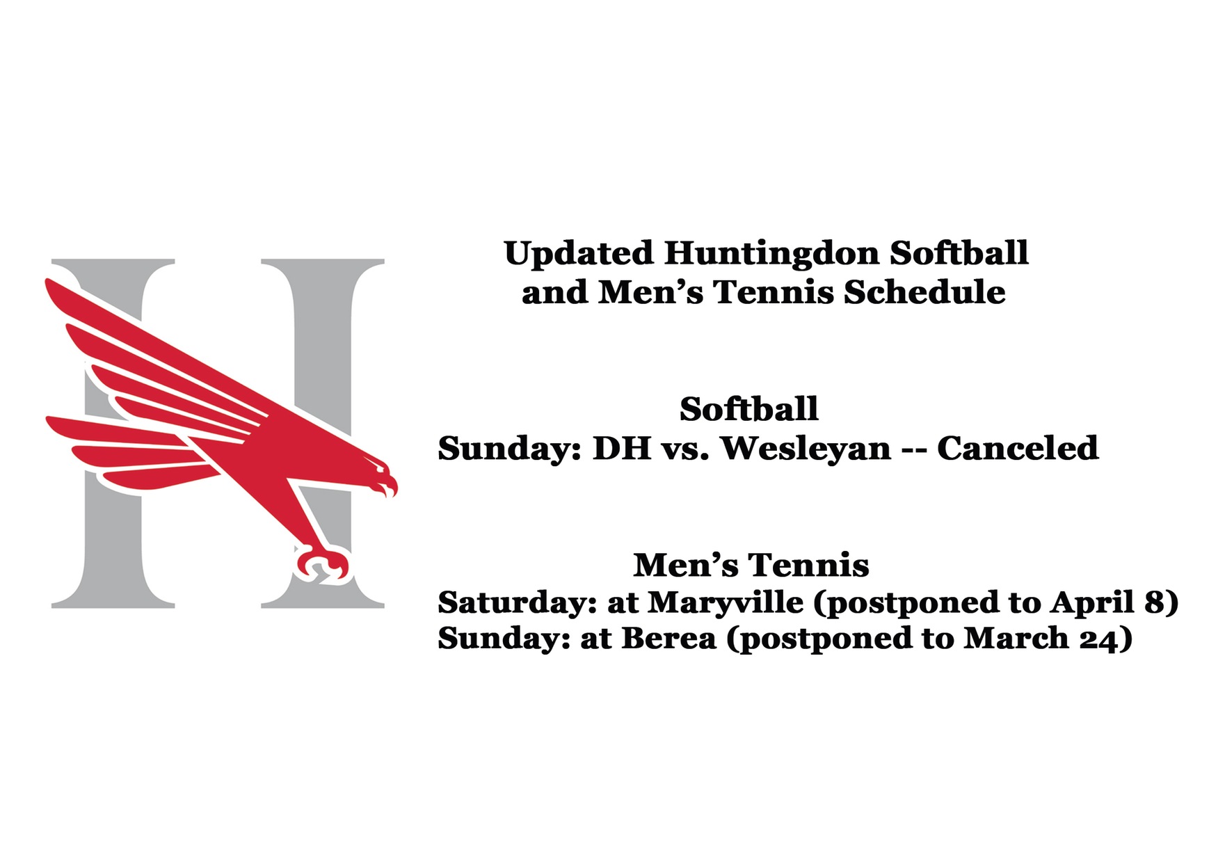 Weather changes weekend softball and men’s tennis schedules