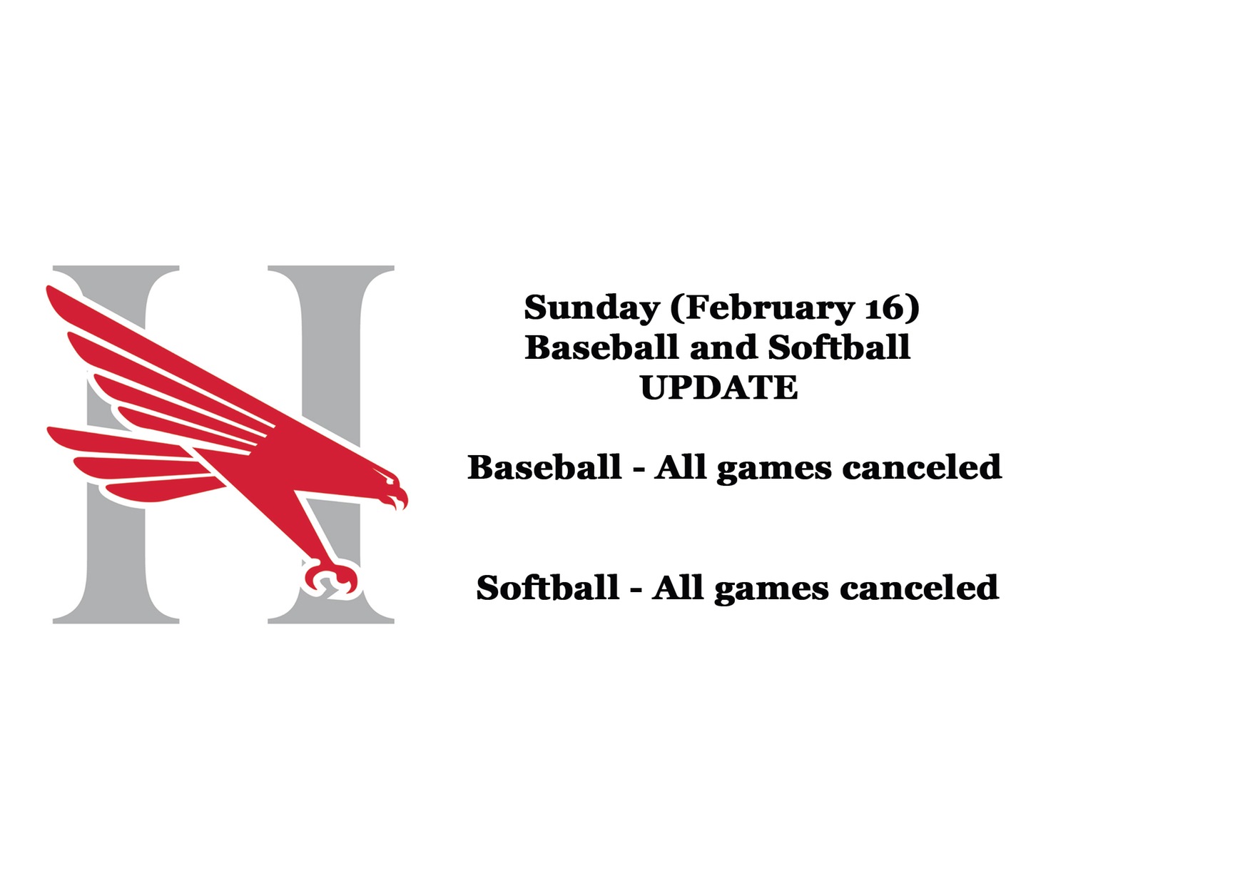 Sunday’s home baseball and softball games canceled