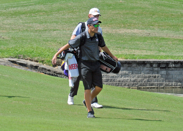 Freshman Mac Harris shot a 2-over-par 74 in the final round of the USA South Athletic Conference Tournament and finished tied for 10th with a three-round 223. (Photo by Wesley Lyle)