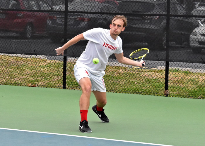 Justin McQueen teamed with Aaron Triplett to win at No. 2 doubles in Monday's win over Division II Tuskegee University.