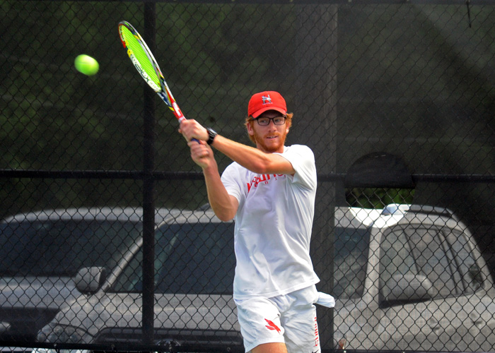 Bailey Burns won at No. 6 singles to clinch the Hawks' 5-4 win over Covenant on Saturday. (Photo by Sydney Robbins)