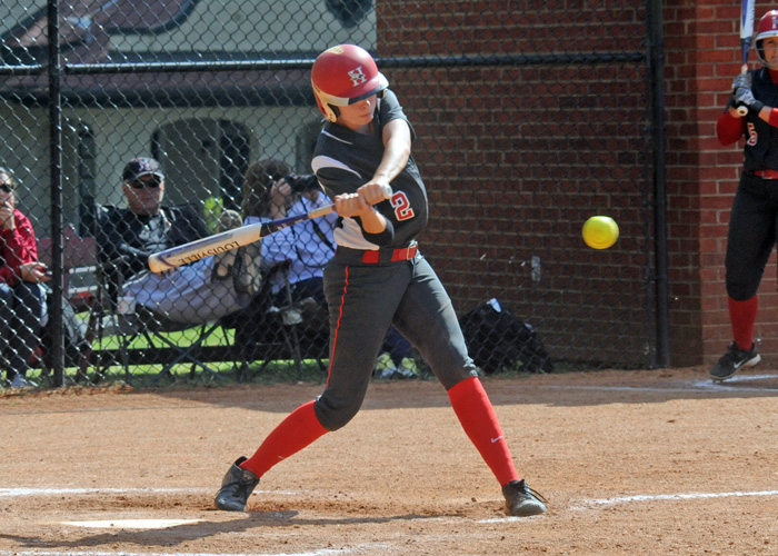 Lindsey Selph hit a three-run home run in Game 2 of Saturday's doubleheader at North Carolina Wesleyan. It was her seventh home run of the season. (Photo by Wesley Lyle)