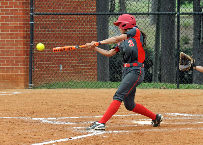 Freshman Katrina Harden had four hits in Saturday's doubleheader at Greensboro. Harden was 3-for-4 with a run in Game 2. (Photo by Farrah Mahan)