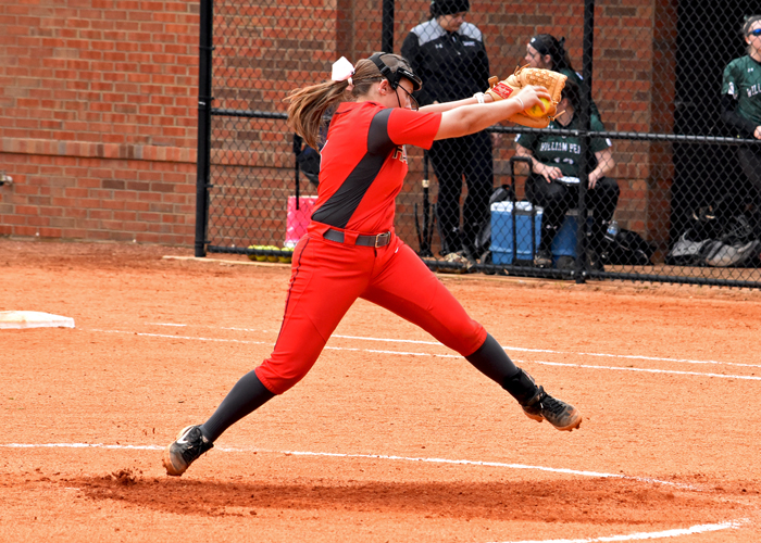Lauren Melton pitched an eight-inning shutout in Game 2 of a doubleheader with Brevard on Sunday.