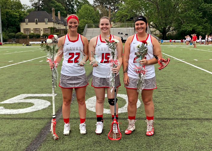 The Huntingdon women's lacrosse team recognized its seniors during Senior Day on Saturday. (Photo by Vic Jerald)