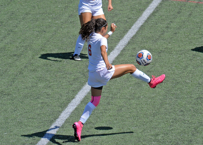Abi Olmeda took two shots, including one shot on goal, in Saturday's 2-0 loss to Ferrum. (Photo by Wesley Lyle)
