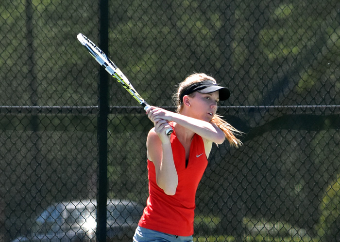Caroline McBroom won at No. 5 singles in Friday's loss to Meredith in the first round of the USA South Athletic Conference Tournament.